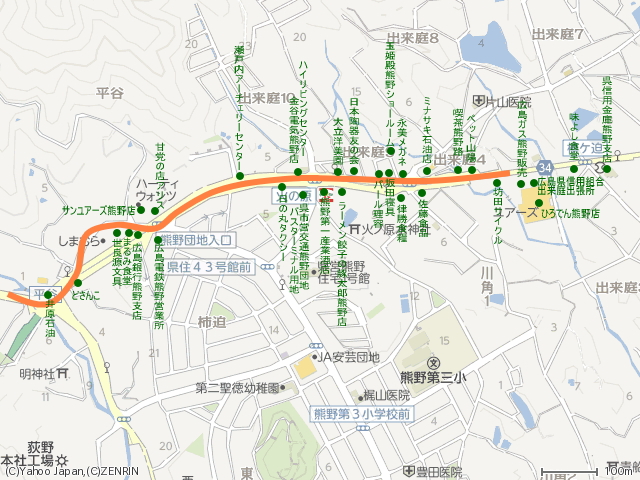 昭和60年（1985）広電熊野営業所～出来庭の住宅地図と現在の様子