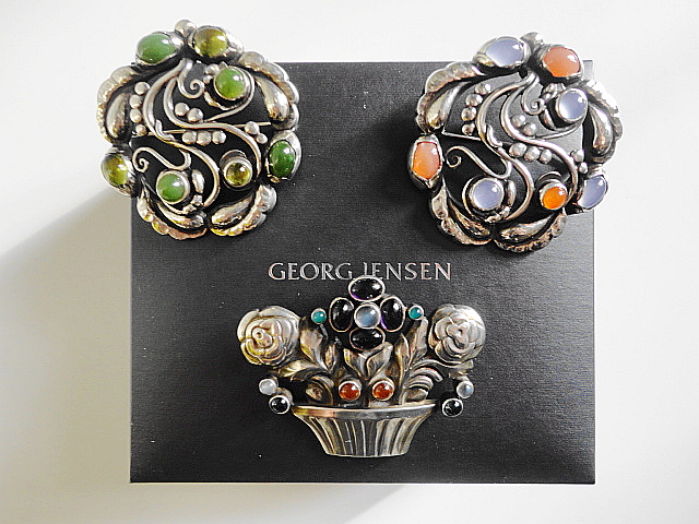 GEORG JENSEN 廃盤 シルバー・ブローチ ＃６７ 花かご、＃１５９