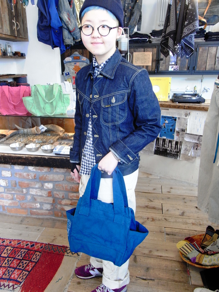 kapital 6号帆布スタンダードトートバッグ小 KAPITAL - 6号帆布スタンダードTOTEBAG(小) - BLUE NEON