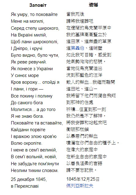 謝夫成柯之詩-《遺囑》(Заповіт)_e0040579_13271968.jpg
