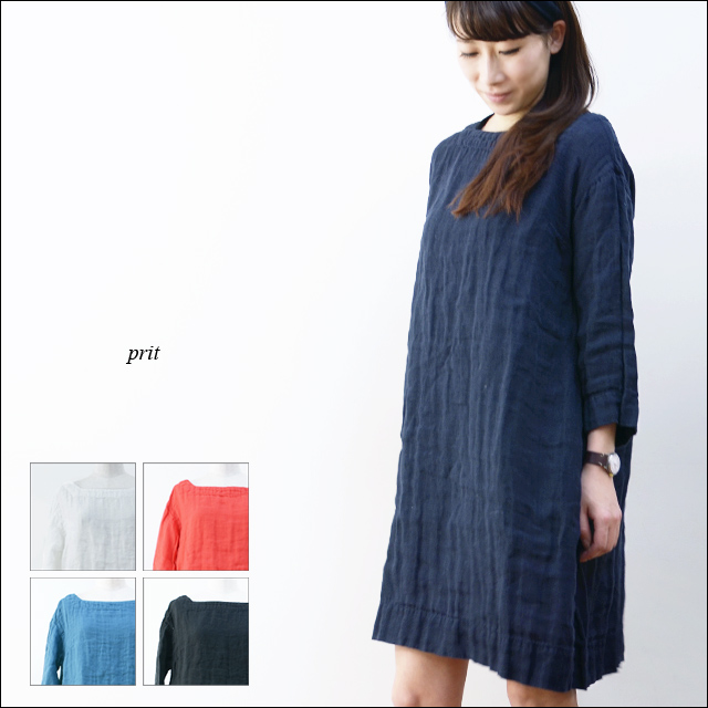 prit [プリット] 80/1リネン二重織7分袖スクエアワンピース [81405] LADY\'S_f0051306_082118.jpg