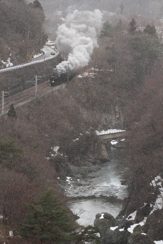 残雪の渓谷に膨らむ白煙 - 2014年早春・上越線 - _b0190710_2251308.jpg