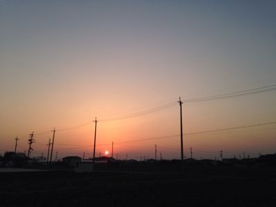 昨日の夕陽と今日の空と桜や_e0136066_22365671.jpg