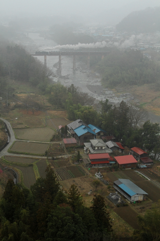 雨に霞む荒川鉄橋に白煙が流れた - 2014年早春・秩父 - _b0190710_19441063.jpg