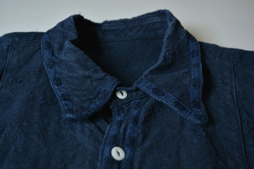 Linen & Hemp Grand-pa shirts over dyed with indigo color _f0226051_11531986.jpg