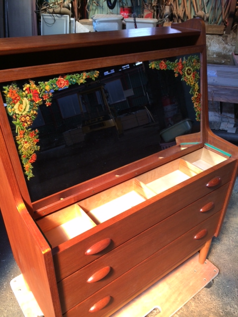 Teak Oak bureau with mirror_f0326751_07222855.jpg