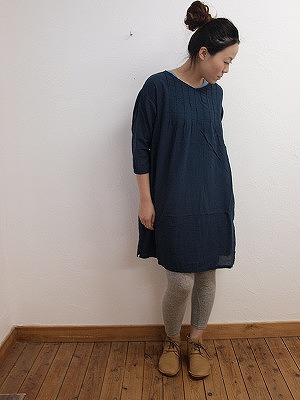 4/6 prit60/1綿麻ローン7分袖ピンタックワンピース_f0325437_12495916.jpg