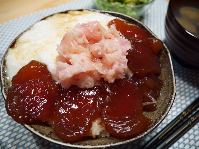 漬けまぐろとねぎとろのトロロ丼_f0324242_06411777.jpg