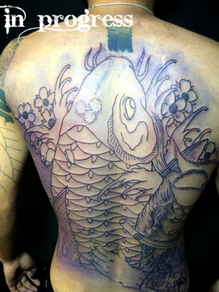 バックピース 鬼若丸 製作開始 2face Tattoo Studio Japan 千葉県木更津市 刺青処 聖針