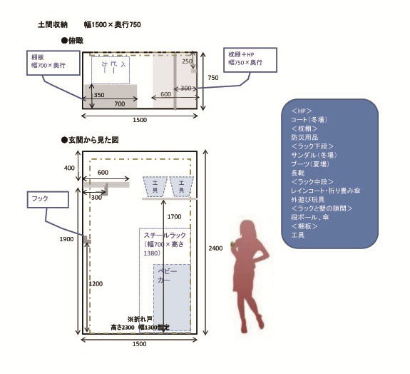 収納計画１ 土間収納 ローコストで建てる四角い家