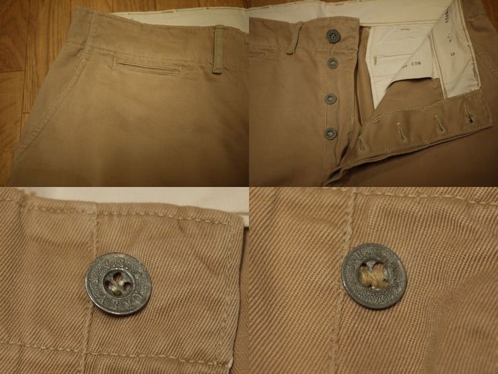 40s VINTAGE US ARMY M-41 メタルチノ 米軍実物 W32 1940's M-1941 U.S.ARMY LINED CHINO TROUSERS W32 40年代 M