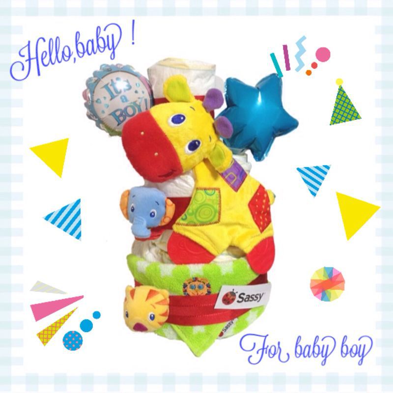 【for baby boy！】ブライトスターズ&サッシーおむつケーキ_c0270147_20481013.jpg