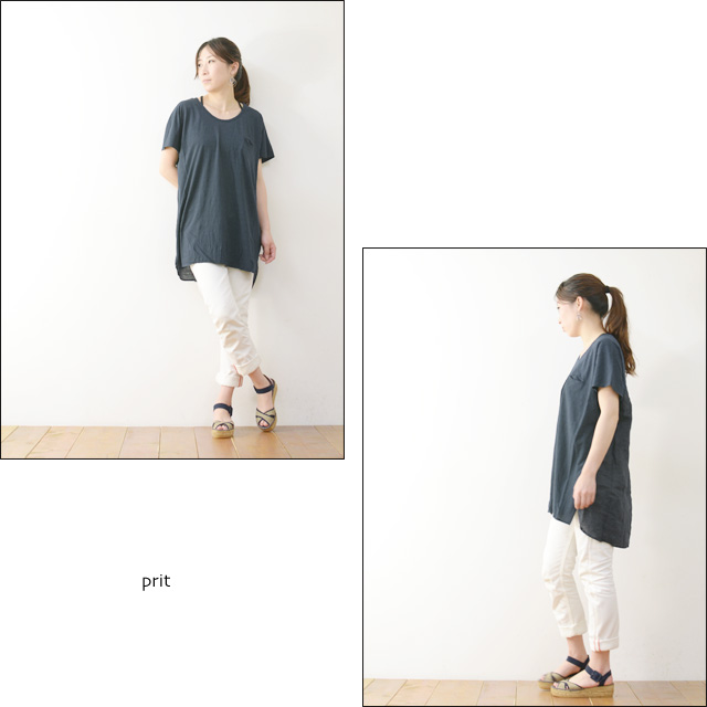 prit [プリット] コットンリネン天竺×リネン平織布帛切替ルーズチュニック [92481] LADY\'S_f0051306_1814836.jpg