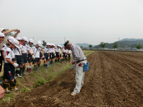 大豆の種まき☆南中山小学校さん編_e0061225_1357463.jpg