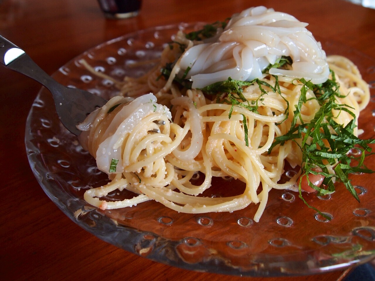 スルメイカと明太子のパスタ_a0258686_6522411.jpg