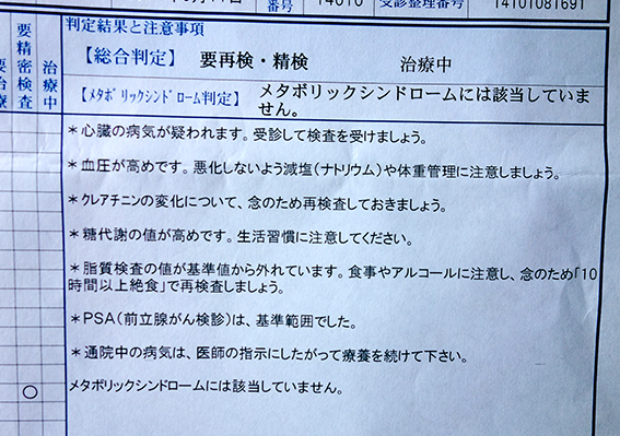 健診結果 陳旧性心筋梗塞の疑い その精密検査結果 満たされぬ思い 日々の出来事