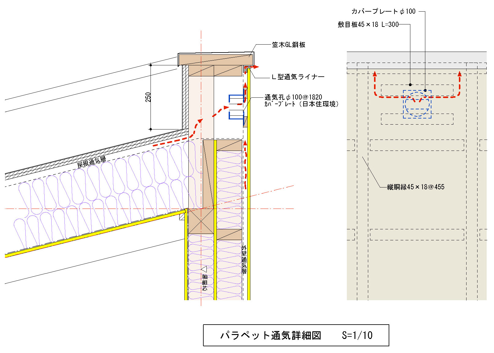 Q1住宅芝置屋根3：屋根通気層上端換気_e0054299_10265947.jpg