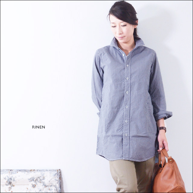 RINEN [リネン] 80/2ダウンプルーフギンガムチェックレギュラーカラーロングシャツ [30534 / 31413] LADY\'S_f0051306_19295279.jpg