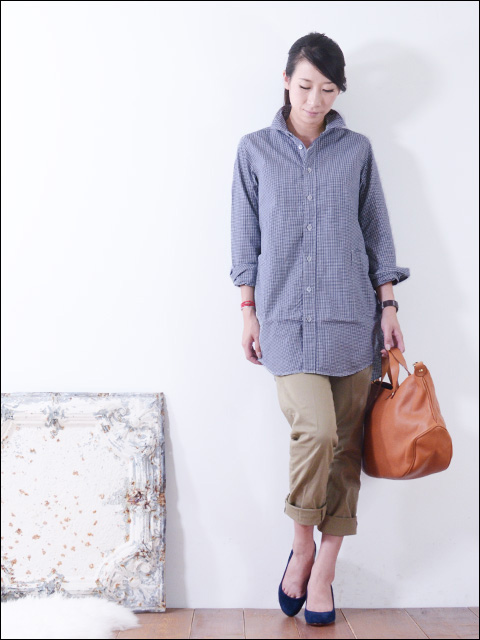 RINEN [リネン] 80/2ダウンプルーフギンガムチェックレギュラーカラーロングシャツ [30534 / 31413] LADY\'S_f0051306_19295666.jpg