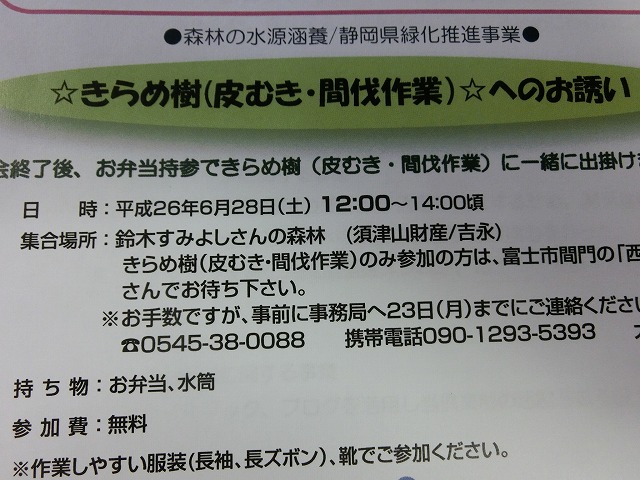 愛鷹山麓の林で「皮むき」方式の間伐体験_f0141310_7293834.jpg