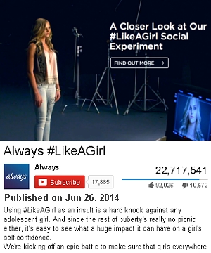 わずか1週間で2,200万超再生!!! 米国で大ヒット中の生理用品のプロモ動画 Always #LikeAGirl_b0007805_21151839.jpg