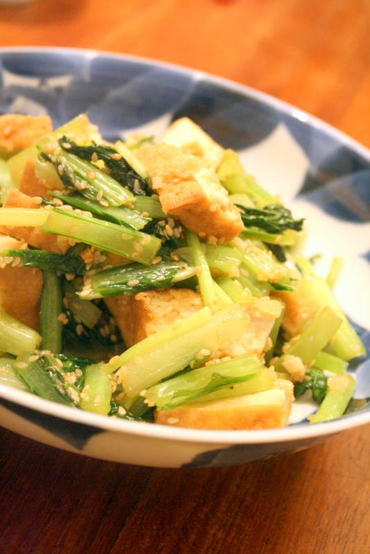 アボトマの胡麻醤油和え　＆　厚揚げと小松菜のナムル風_f0141419_08183735.jpg
