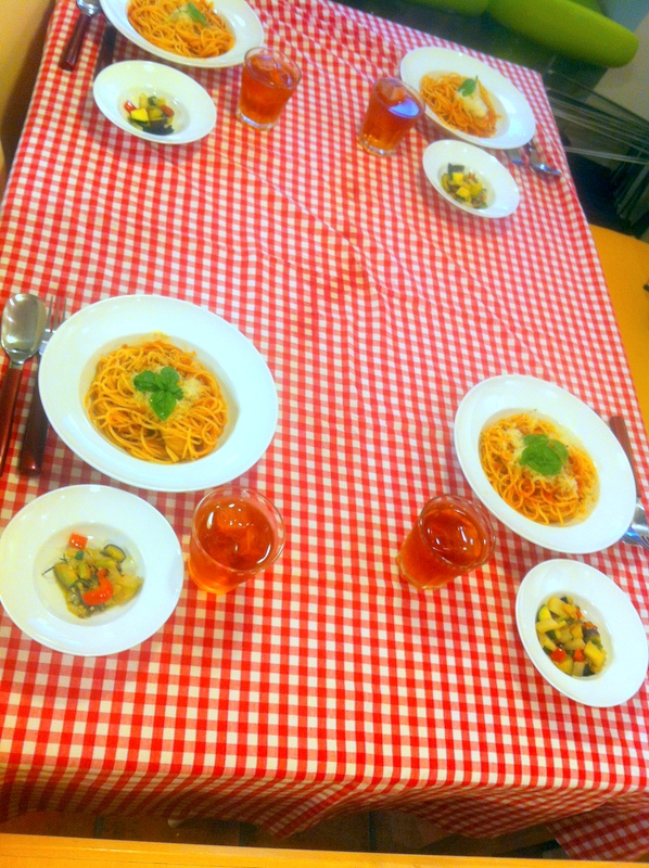 ハッピークッキング・・・スパゲッティポモドーロ　＆　カポナータ_f0141419_10074982.jpg