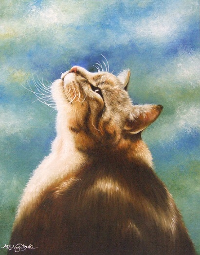 ベランダに出て風を感じる猫の絵 : 油絵画家、永月水人のArt ベランダに出て風を感じる猫の絵 : 油絵画家、永月水人のArt