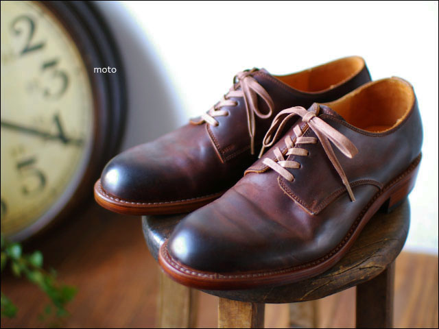 moto leather＆silver[モト] PUER CORDVAN PLAIN TOE手染めピュアコードバン 外羽根プレーントゥ短靴[2100]_f0051306_18175941.jpg