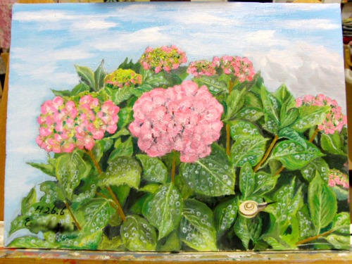 油絵 ~ 紫陽花 ~_e0222340_169263.jpg