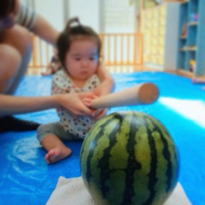 スイカ割りをしました♪7月22日の給食_c0293682_17462614.jpg