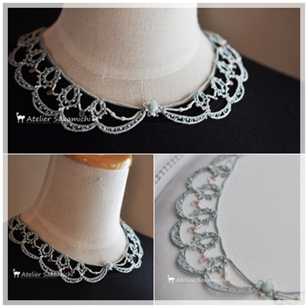 タティングレースのV字型付け襟風チョーカー タティングレースのV字型付け襟風チョーカー