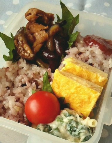 サラ弁＆お嬢の夢応援弁当。。。豚こまとナスの甘酢炒め弁当_a0211008_13195584.jpg