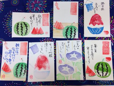 スポンジはんこで夏のお便り_e0136066_23445965.jpg