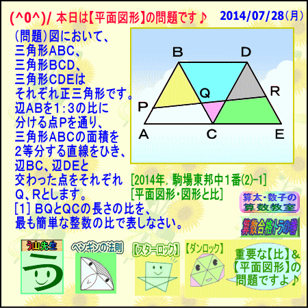 ［算数合格］【算太・数子】（平面図形）『駒場東邦中２０１４年』その１_a0043204_5322293.gif