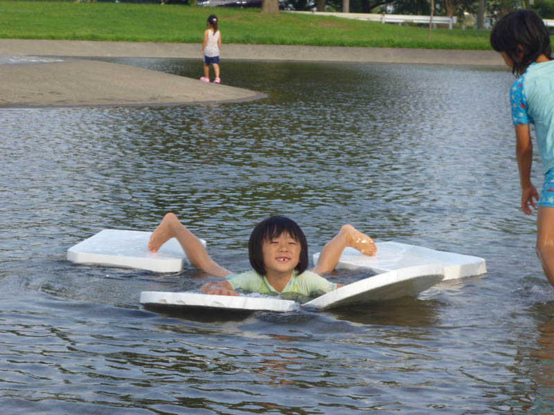 近藤沼公園 忍者になりたくて 水上を歩く ミズグモ を製作 Motoride
