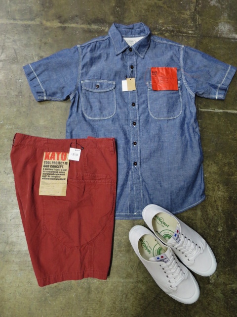 Shambre S/S WORK SHIRTS ＆ RIP STOP Cotton RED SHORTS etc..　By Kato_d0152280_4202481.jpg