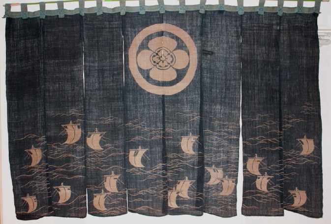手作りのれん暖簾古布藍染大島紬大判サイズ手作り暖簾
