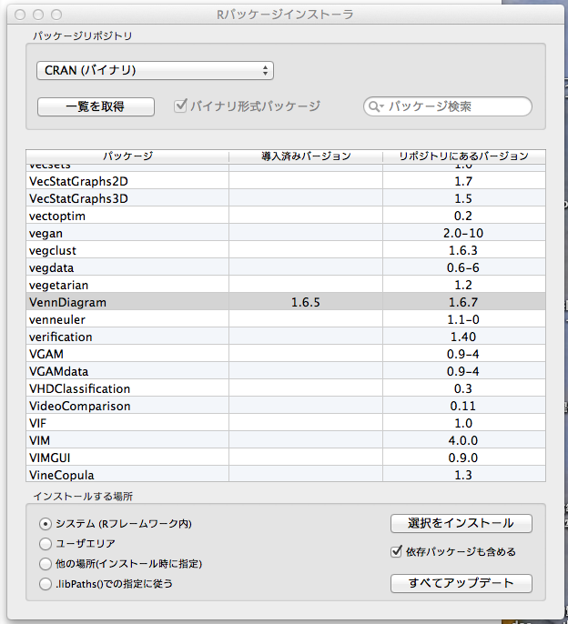 R関連パッケージのダウンロード 干からびたウェット教授の独習でアール R
