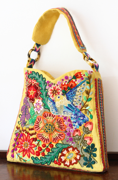 2014年作品No2 刺繍のバッグ～鳥の楽園～（ステッチイデー