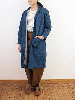 8/10 prit 16/1インディゴ綿麻サテンショールカラーワンピース入荷_f0325437_11254713.jpg