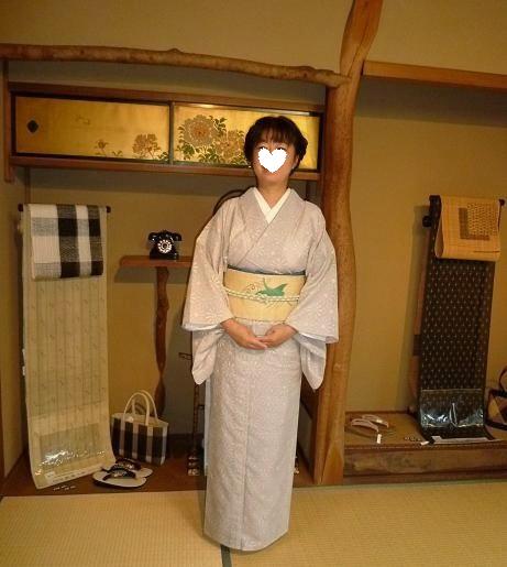 ぼよさん・紋紗の着物に鶴柄の麻の帯。_f0181251_15394712.jpg