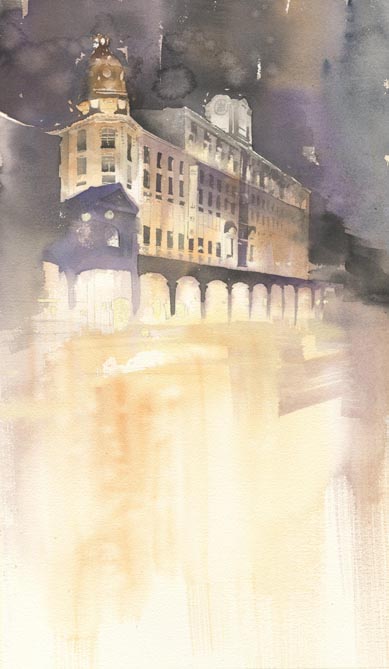 夜景 水彩画 はるさき水彩画blog 夜景 水彩画 はるさき水彩画blog