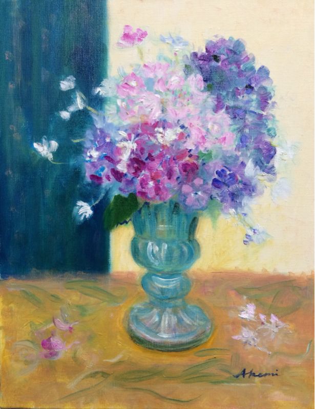 紫陽花 油絵 夏目明美作品集 油絵 水彩画
