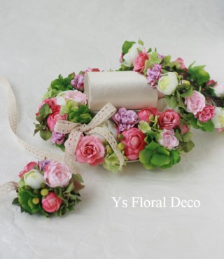 ハワイのおふたりに 花冠&リストレットとお揃いのリングピロー_b0113510_20344888.jpg