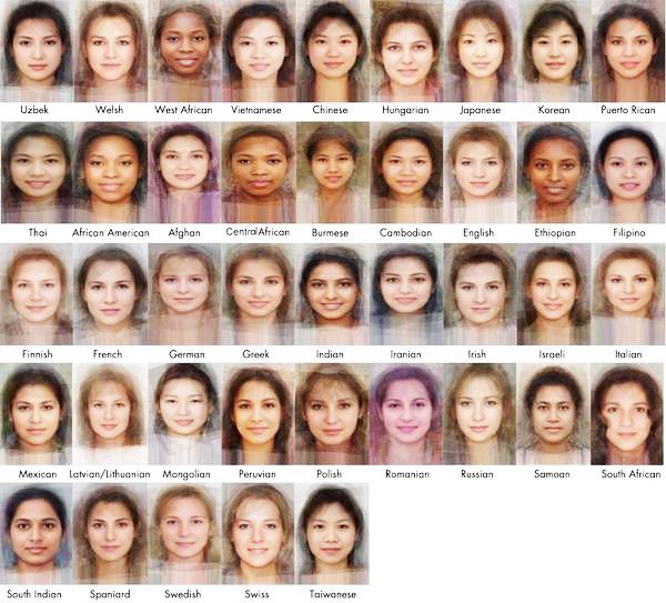 何百枚もの写真を重ね合わせ合成写真を作ると その地域地域の平均的な顔が分るらしい まっくわぁるど 何百枚もの写真を重ね合わせ合成写真を作ると その地域地域の平均的な顔が分るらしい まっくわぁるど