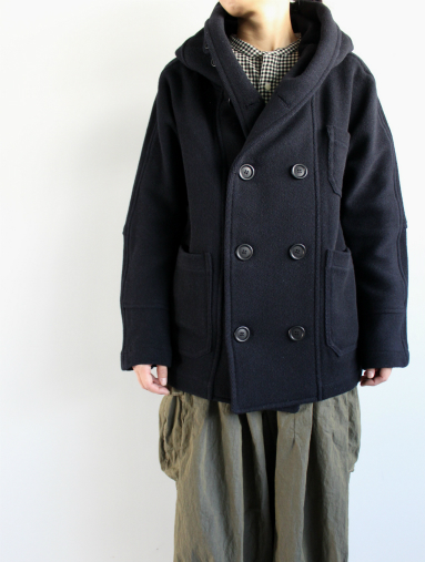 HACKNEY UNION WORKHOUSE Fisherman Coat Short / Navy Italian Wool
