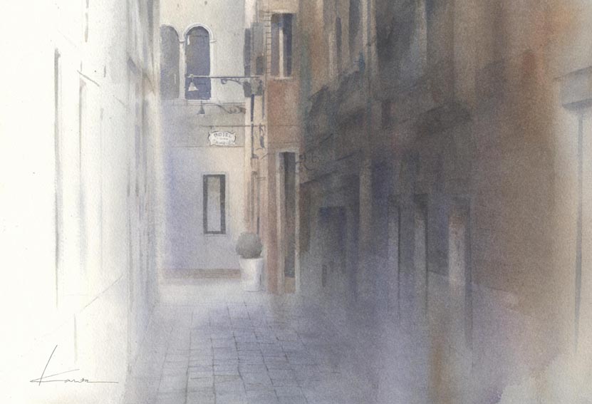 路地 水彩画_f0176370_16341110.jpg