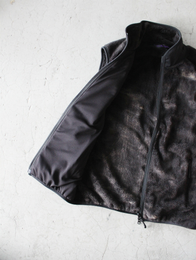 Needles Sportswear Uneven Dye Fleece Piping Vest / Black