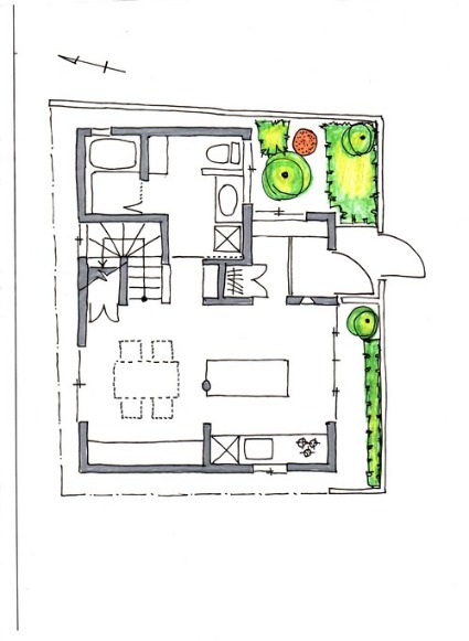 手書きの図面とイメージイラスト 建築家とつくる木の家 光設計の 呼吸する住まい